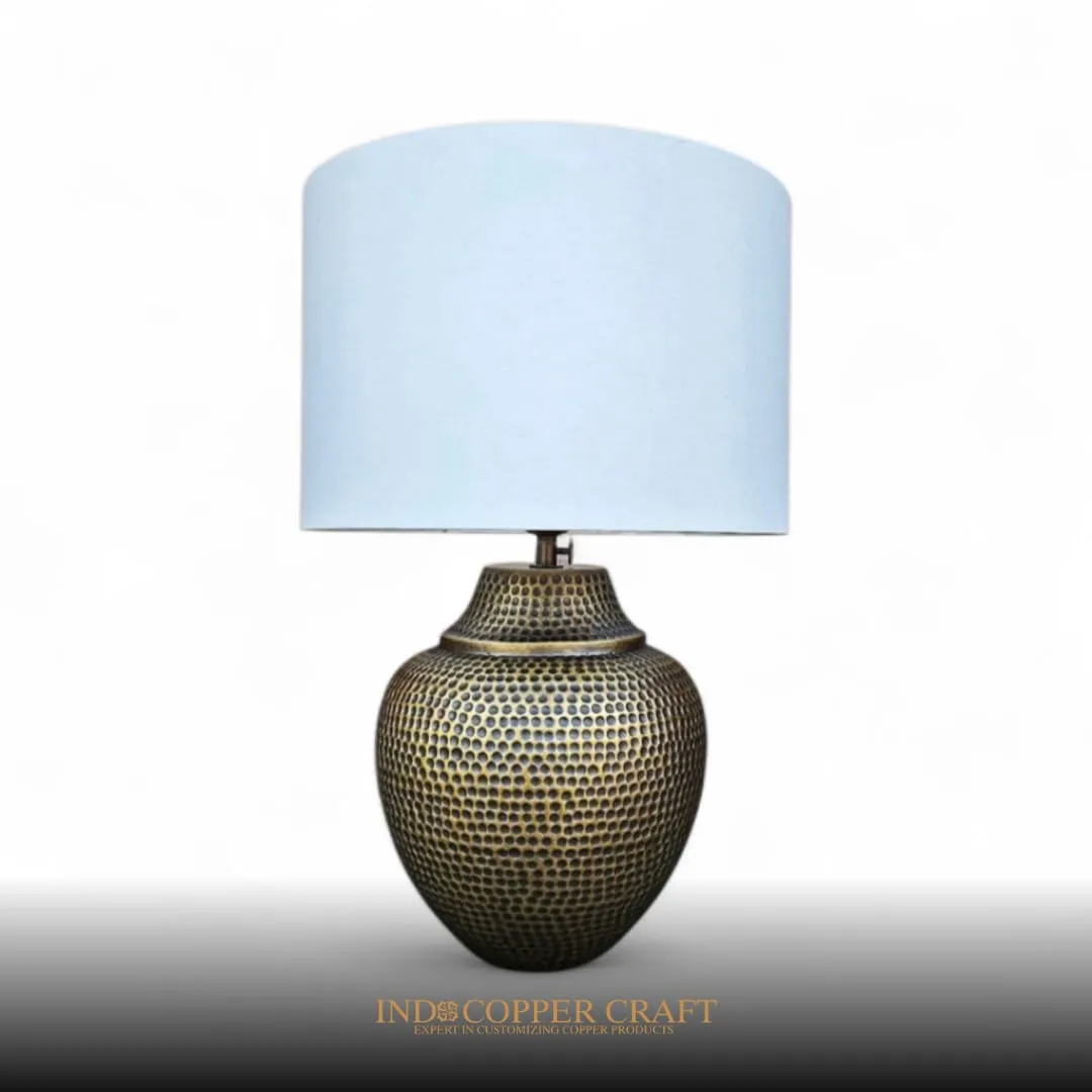 Brass Table Lamp with Hole Pattern