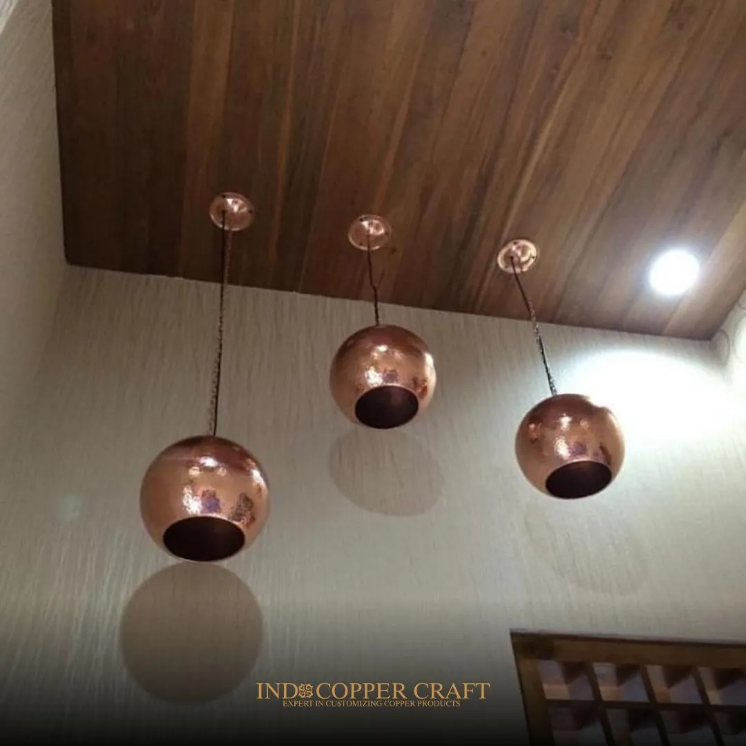 Hammered Copper Ball Lamp