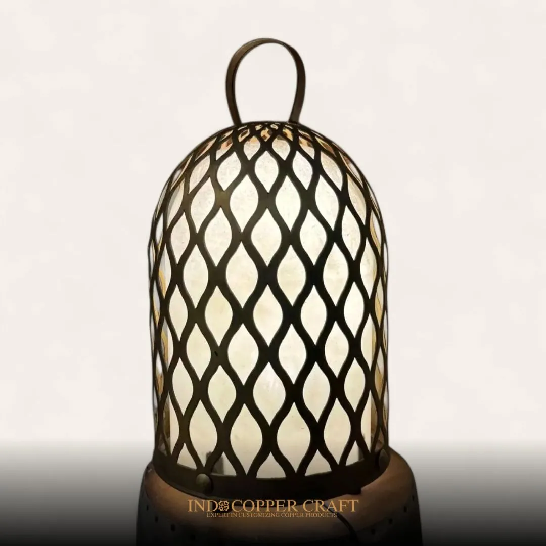 Brass Carved Cage Lamp