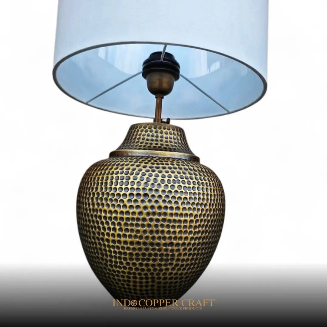 Brass Table Lamp with Hole Pattern