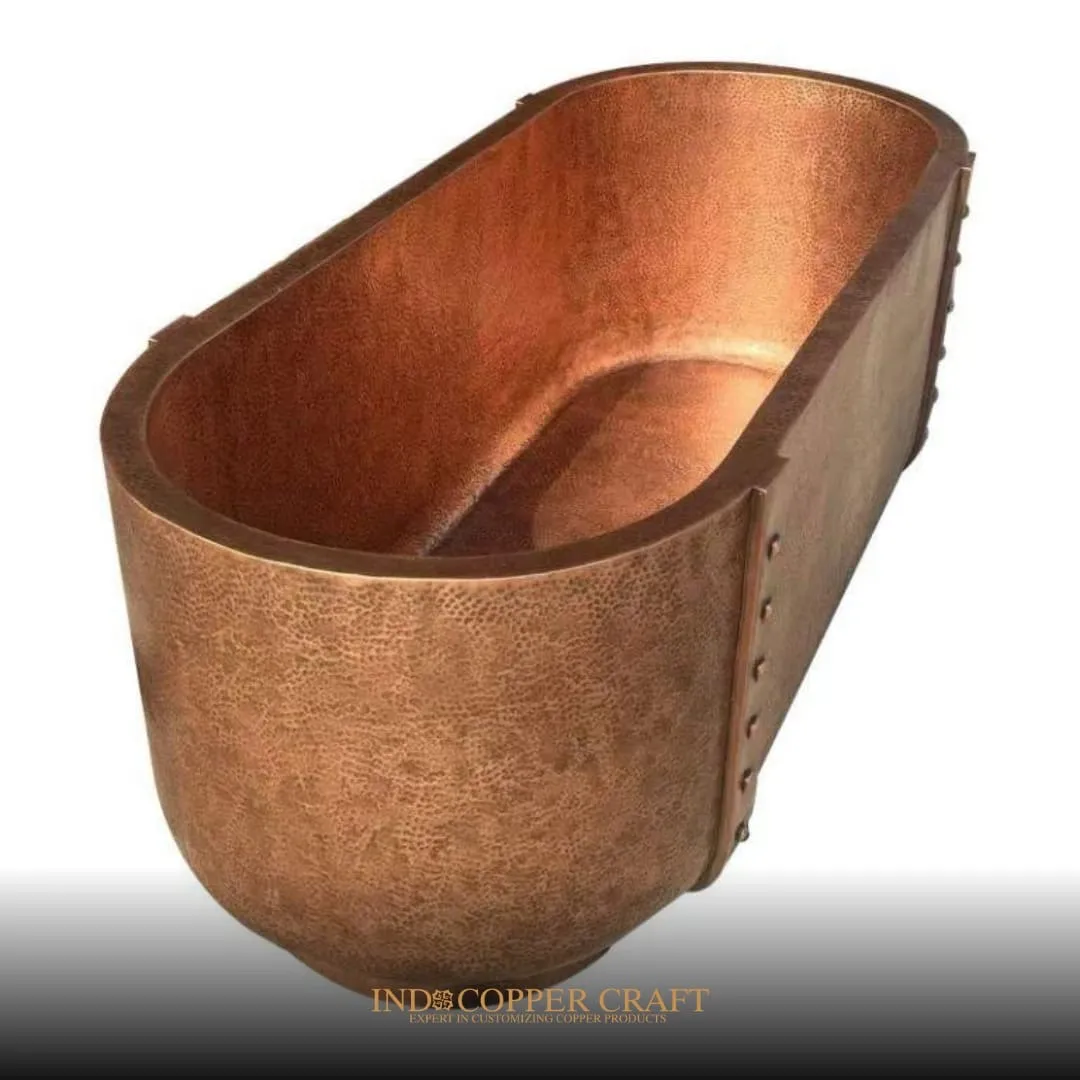 Teshio Double Hammered Copper Tub